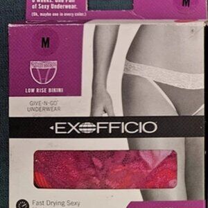 NIB - ExOfficio Women's Give-N-Go Lacy Low-Rise Bikini Briefs - Size M - Sangria